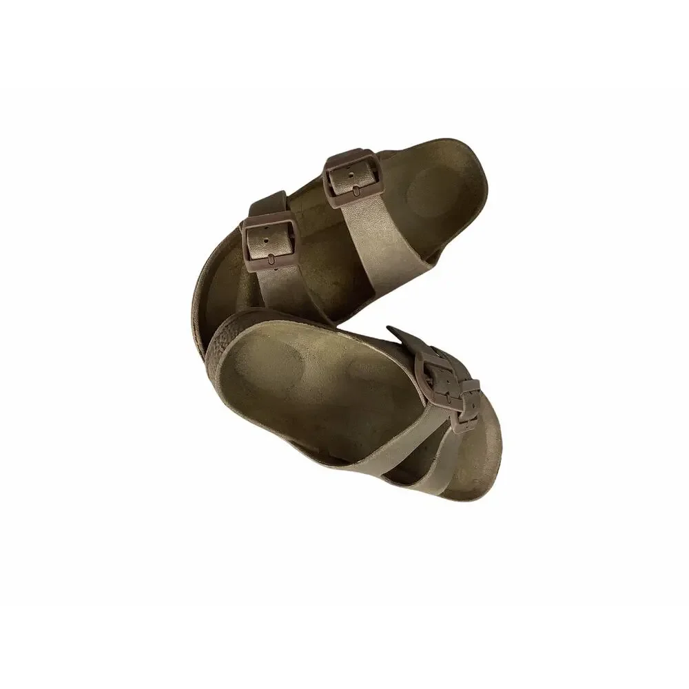 Girl’s Slip-On 2 Strap Buckled Slide Sandals 34